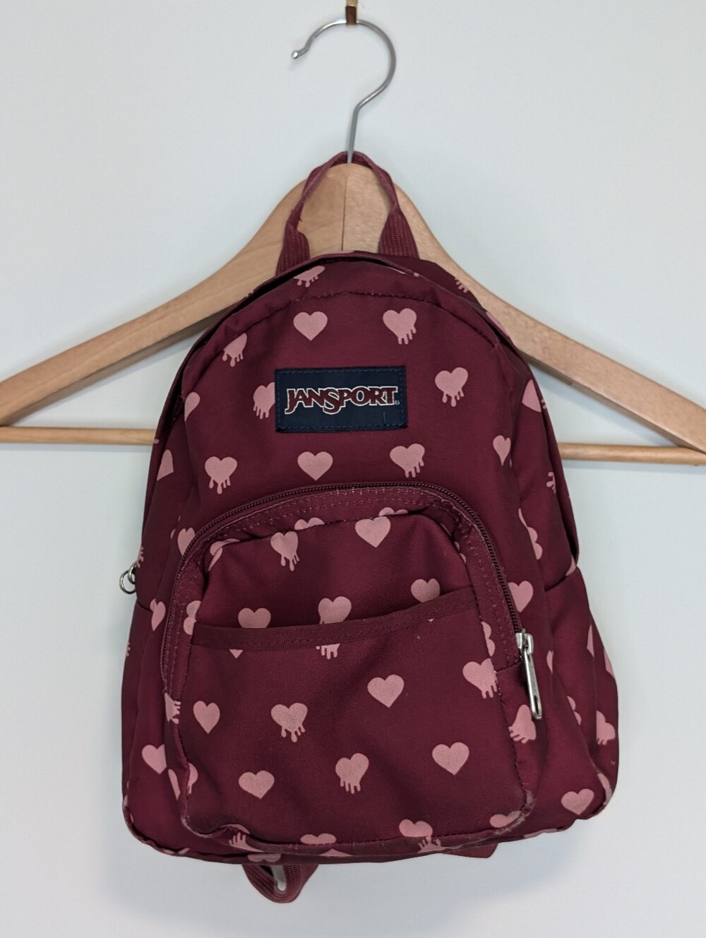 JanSport Kids' Burgundy Heart Print Mini Backpack Jansport Lifetime Warranty